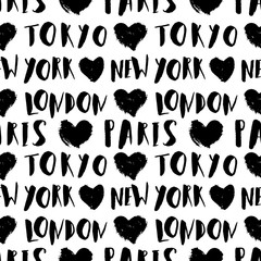 Poster - City Names Seamless Pattern