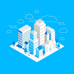 Poster - Vector city landscape isometric illustration