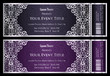 Luxury anthracit and plum theater ticket with vintage pattern