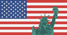 Statue Of Liberty. American Symbol. American Flag. USA. Freedom.