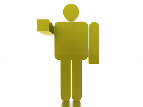 Green abstract man figure rendered on white background