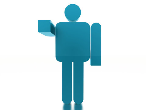 Blue abstract man figure rendered on white background