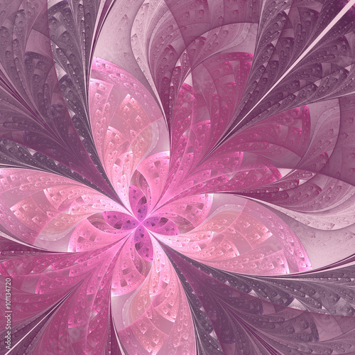 Plakat na zamówienie Beautiful diagonal fractal flower or butterfly in stained-glass