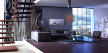 Modern Interior Design Of Living Room (3d Render)