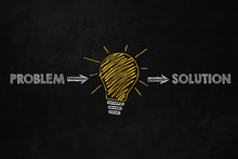 A Conceptual Problem Solving Design, Ability To Solve Problem, A Big Yellow Lightbulb Indicates An Idea To Solve Problems