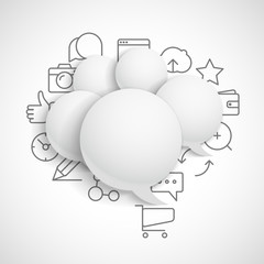 Leinwandbilder - Abstract composition of speech clouds with modern media icons