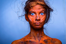 Woman With A Red Face, Body Art