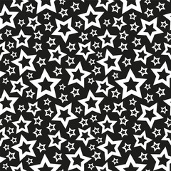 Wall Mural - Black and white stars seamless texture illustration