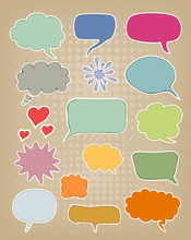 Set Of Speech Bubbles On Brown Carton Background