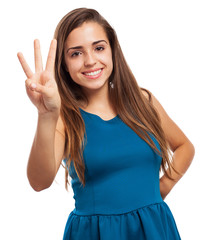 portrait of pretty young woman counting with her fingers