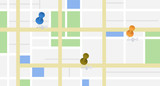 Fototapeta Mapy - City map with some location thumbtacks