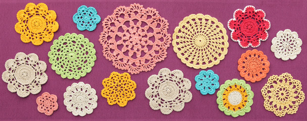 The wonderful colored crochet doilies