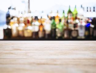 Wall Mural - Table top counter Blurred Bar restaurant background