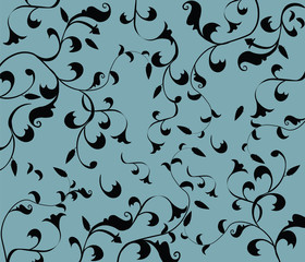 Gothic style vintage floral pattern in black and white composition. Vector