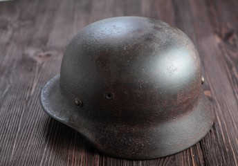 Rusty german army helmet from second world war.