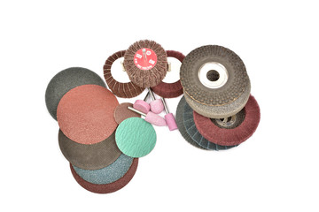 Wall Mural - Abrasive wheels isolated on a white background