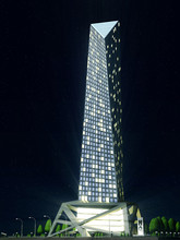 Modern Headquarters Building, Contemporary Business Center, Down Town Financial District At Night. My Own Design