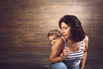 Wall Mural - Mother and Hiding Daughter