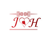 JH love initial with red heart and rose Stock Vector | Adobe Stock