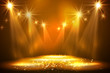 Spotlights on stage with smoke light. 