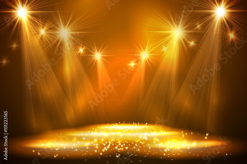 Fotomural Spotlights on stage with smoke light.