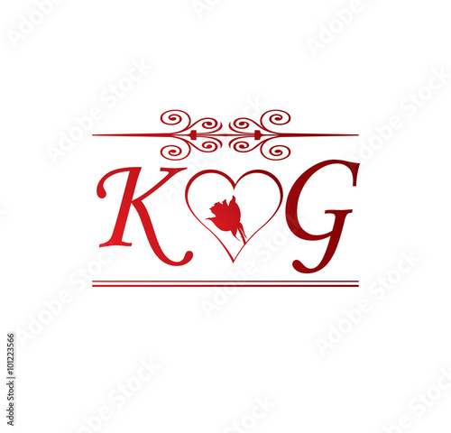 Kg Love Initial With Red Heart And Rose Buy This Stock Vector And Explore Similar Vectors At Adobe Stock Adobe Stock