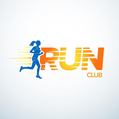 Run club logo template. Sport logotype template, sports club, running club and fitness vector logo design template