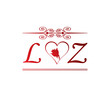 LZ love initial with red heart and rose
