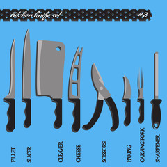 Vector set number two kitchen knives