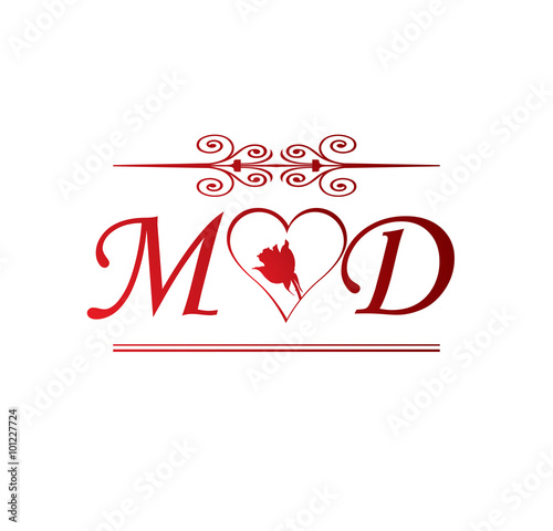 Md Love Initial With Red Heart And Rose Buy This Stock Vector And Explore Similar Vectors At Adobe Stock Adobe Stock