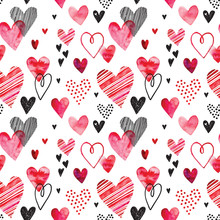 Heart Pattern, Vector Seamless Background. Can Be Used For Wedding Invitation, Card For Valentine's Day Or Card About Love.
