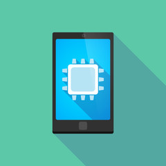 Canvas Print - Long shadow phone icon with  a cpu