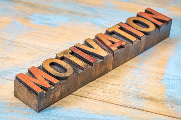 Wall Mural - motivation word in wood type