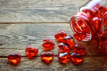 Glass Jar With Red Translucent Heart