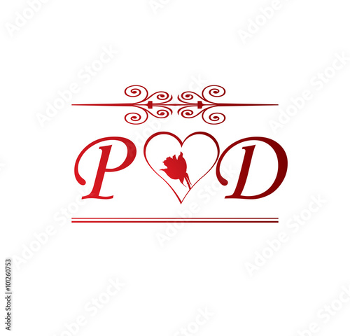Pd Love Initial With Red Heart And Rose Stock Vector Adobe Stock Welcome to free wallpaper and background picture community. pd love initial with red heart and rose