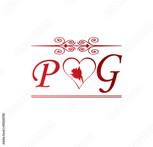 Pg Love Initial With Red Heart And Rose Stock Vector Adobe Stock Pg Love Initial With Red Heart And Rose Stock Vector Adobe Stock