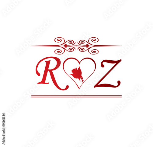 Rz Love Initial With Red Heart And Rose Buy This Stock Vector And Explore Similar Vectors At Adobe Stock Adobe Stock