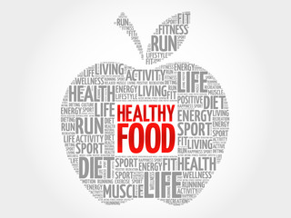 Healthy Food apple word cloud, health concept