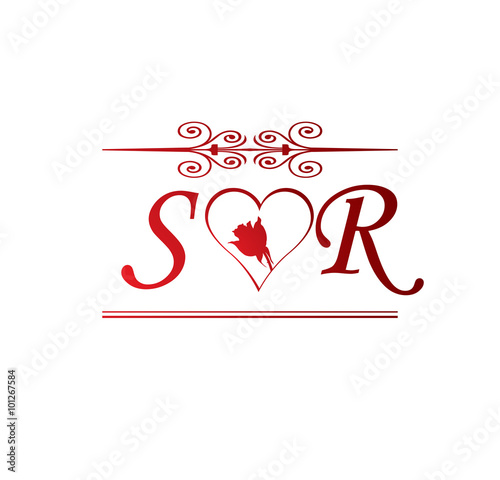 Sr Love Initial With Red Heart And Rose Buy This Stock Vector And Explore Similar Vectors At Adobe Stock Adobe Stock