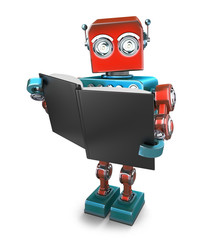 Poster - Vintage robot with books. Isolated. Contains clipping path