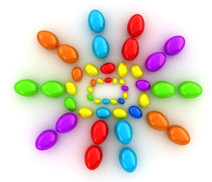Colored Eggs on a white background