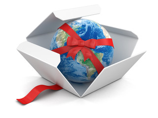 Poster - Open package with Globe. Image with clipping path