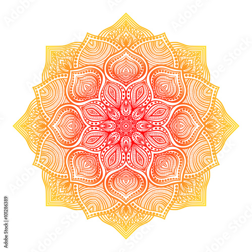 yellow-red floral round ornament Poster Mural XXL