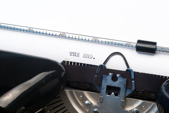 Close up view - The end - written on an old typewriter
