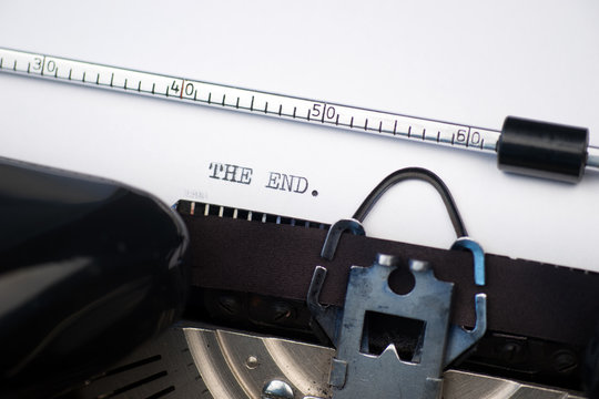 Close up view - The end - written on an old typewriter