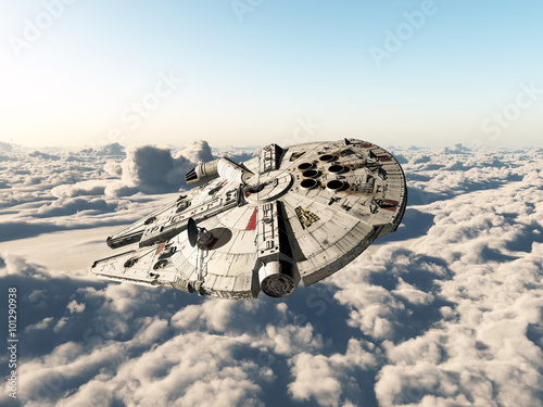 Plakat Statek kosmiczny nad chmurami