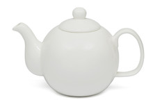 White Teapot, Isolated On White Background, With Clipping Path