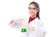 © japhoto - scientific researcher holding at a liquid solution on white background