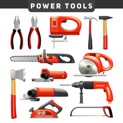 Poster - Power Tools Red Black Pictograms Collection 