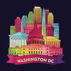 Wall Mural - Washington, city architecture vector illustration, skyline city silhouette, skyscraper, flat design